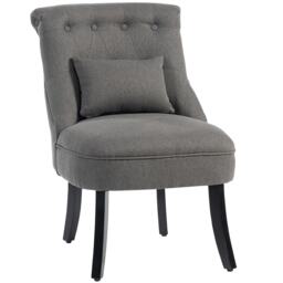 HOMCOM Fabric Single Sofa Upholstered with Pillow Wood Leg Charcoal Grey Grey Charcoal grey