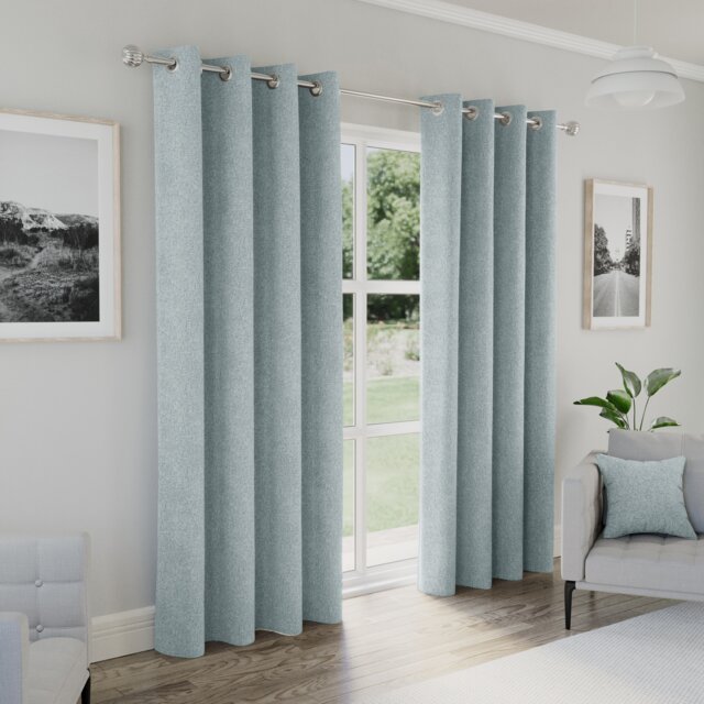 Enhanced Living Austin Blackout, Thermal Blue Curtains with Eyelet Header (PAIR) - 46x54 inch (117x137cm) Blue Blue 2