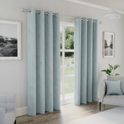 Enhanced Living Austin Blackout, Thermal Blue Curtains with Eyelet Header (PAIR) - 46x54 inch (117x137cm) Blue Blue 2