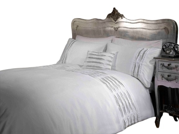 Crystal Cushion Cover Filled Boudoir White 50 x 30 cm 1