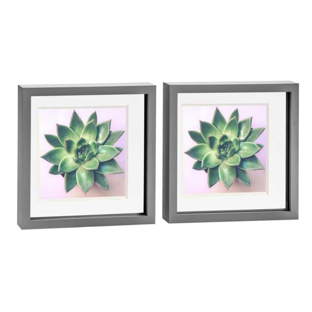 "Nicola Spring 10 x 10"" Photo Frames - Grey/White Mount - 3D Picture Frame Box Portrait Display Case (53 x 53cm) Set of 2"