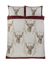 Angus Stag Tartan Brushed Cotton Bedding Set Red 1