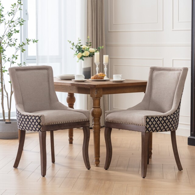 Bewley Set of 2 Modern Fabric Dining Chairs with Wooden Legs