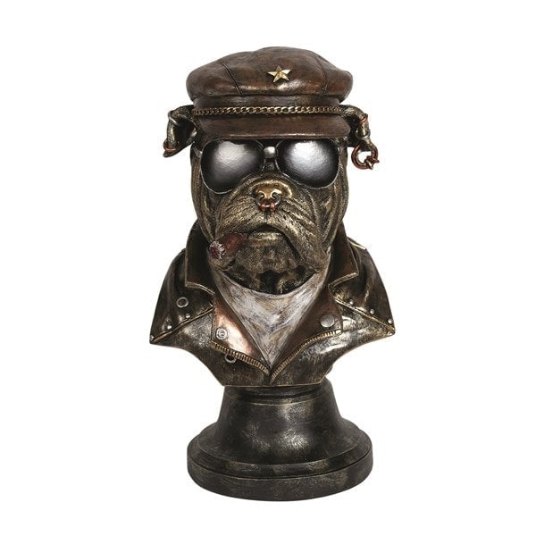Straits Pilot Bull Dog Bust Ornament Gold