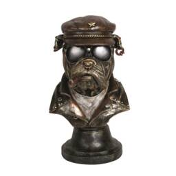 Straits Pilot Bull Dog Bust Ornament Gold
