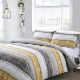 Velosso Brooklyn Stripe Printed Cotton Blend Duvet Cover and Pillowcase Set Yellow Single
