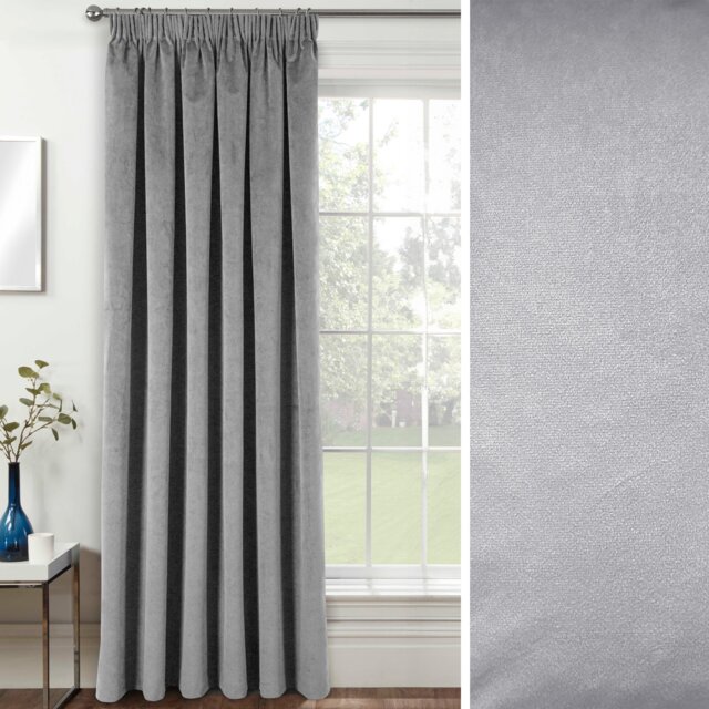 Grey Velvet, Supersoft, Blackout, Thermal (SINGLE) Door Curtain with Tape Top - 66 x 84 inch (168x214cm)