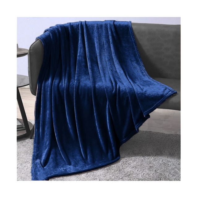 Ezysleep Faux Mink Super Soft Throw Plush Luxury Blanket Cozy Home Decor Blue Navy