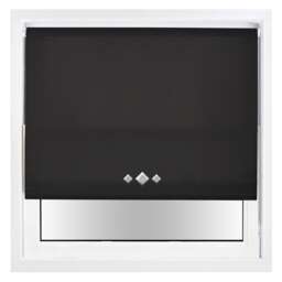 FURNISHED Daylight Trimmable Roller Blinds with Triple Diamond Eyelets and Metal Fittings Black Black (W) 110cm x (L) 165cm