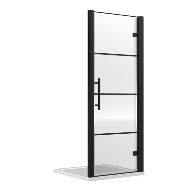 Balterley Sonic Toughened Safety Glass Hinged Shower Door - Balterley Black Matt Black 1