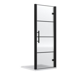 Balterley Sonic Toughened Safety Glass Hinged Shower Door - Balterley Black Matt Black 1