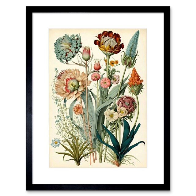"Ernst Haeckel Vintage Botanical Plant Study 9x7"" Black Framed Wall Art Print"