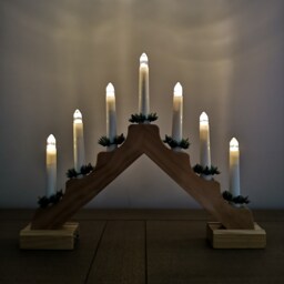 40cm Premier Christmas Candlebridge with 7 Bulbs in Light Wood Battery Operated