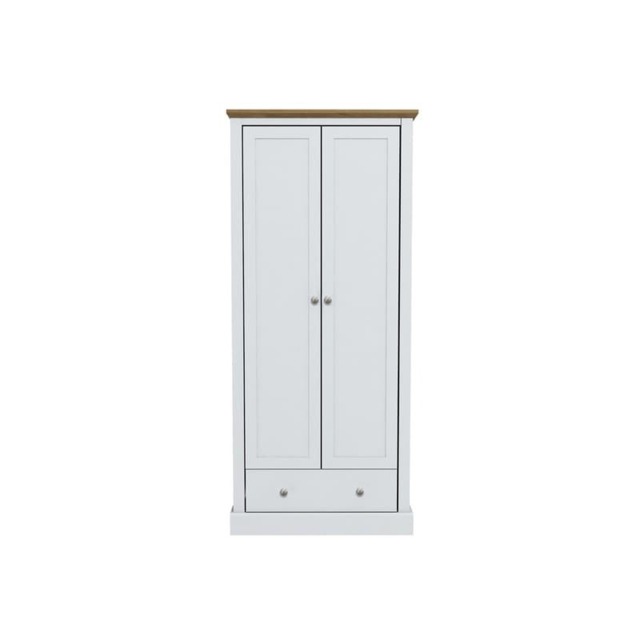 Devon 2 Door Wardrobe - Particle Board - L56 x W79.7 x H181.5 cm - White White