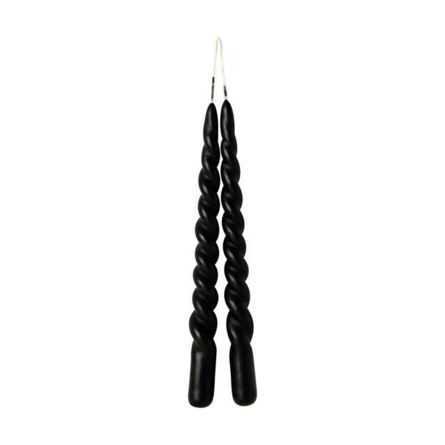 IHR Twist Taper Candle Pair Unscented Black