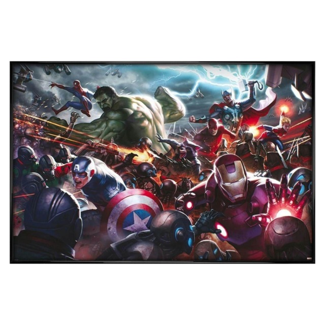 Gloss Black Framed Marvel Future Fight Heroes Assault Maxi Poster Framed Poster