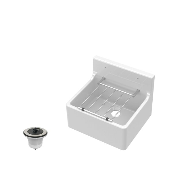 Balterley Traditional Fireclay Cleaner Sink with Waste White White 362.0000 x 455.0000 x 396.0000mm