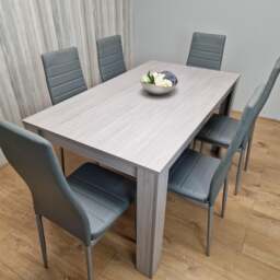 Dining Table and 6 Chairs Grey 6 Grey Faux Leather Chairs Wood Dining Set Furniture