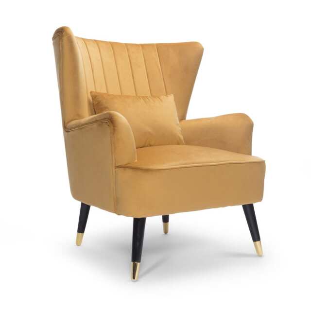 Velvet Gold Camila Accent Wingback Chair