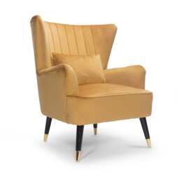 Velvet Gold Camila Accent Wingback Chair