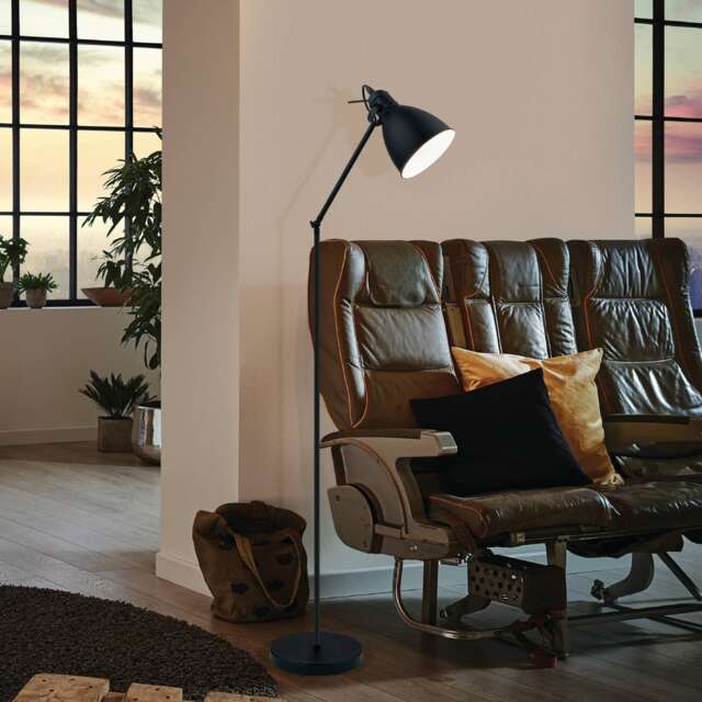 EGLO Priddy Black & White Steel Adjustable Floor Lamp