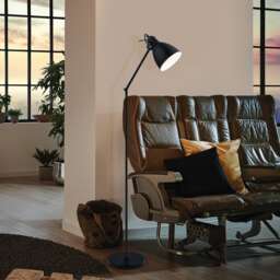 EGLO Priddy Black & White Steel Adjustable Floor Lamp