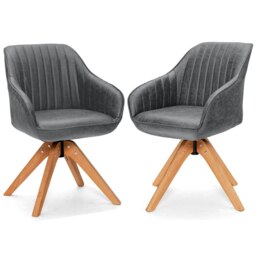COSTWAY Swivel Accent Chair Set of 2 Ergonomic Armchairs Grey Grey