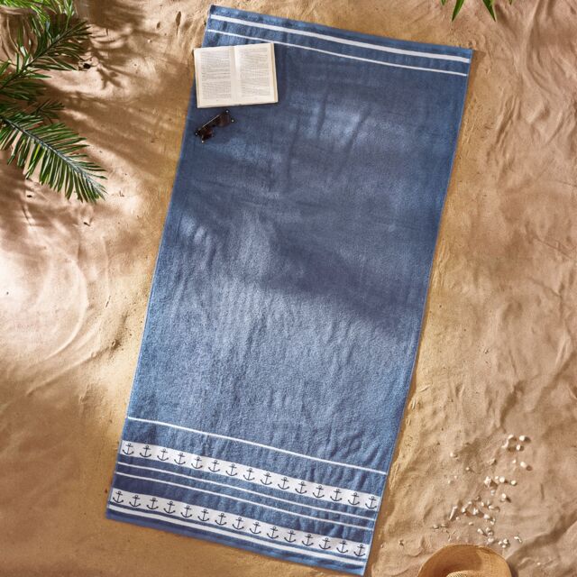 Catherine Lansfield Anchors Cotton Extra Large Beach Towel Blue One size