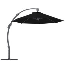 Outsunny 3m Garden Cantilever Parasol, Round Overhanging Umbrella with Crank Handle, Cross Base, Aluminium Frame and 360 Rotation, Banana Patio Umbrella for Outdoor Sun Shade, Black Black