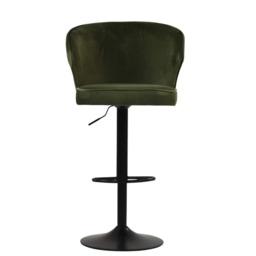 Lakeland Furniture Hexham Olive Velvet Black Gas Lift Base Bar Stool