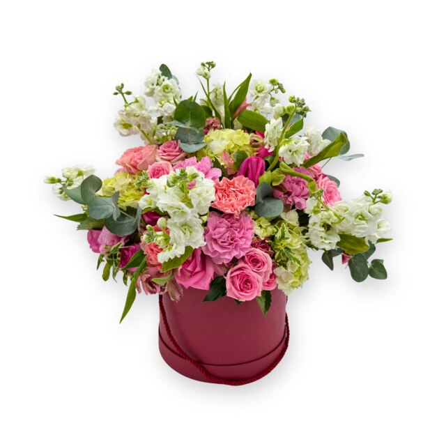 Blush Blooms in a Pink Hat Box