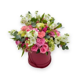 Blush Blooms in a Pink Hat Box