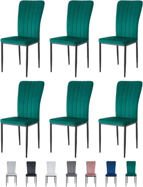 Set of 6 High back Dining Chairs Velvet FabricKitchen Dining Seating Elle By MCC