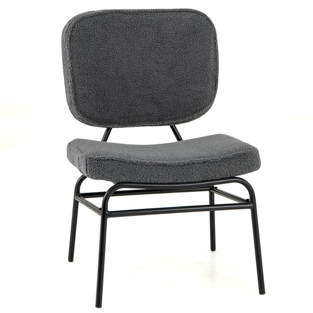 COSTWAY Upholstered Accent Chair Sherpa Reading Chair w/Sponge-Grey
