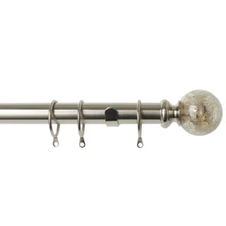 25-28mm Empire End Satin Silver Metal Curtain Pole Set 200 - 380cm Silver Silver