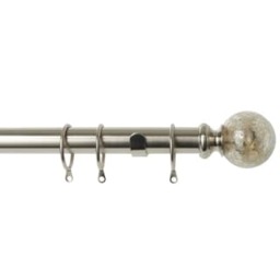 25-28mm Empire End Satin Silver Metal Curtain Pole Set 200 - 380cm Silver Silver
