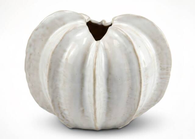 Sculpted White Orb Decorative Vase