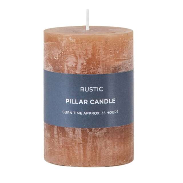 Candles: 2 x 9.5cm x 7cm Pillar Candle, Amber Brown
