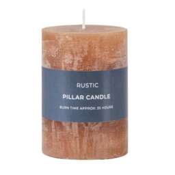 Candles: 2 x 9.5cm x 7cm Pillar Candle, Amber Brown