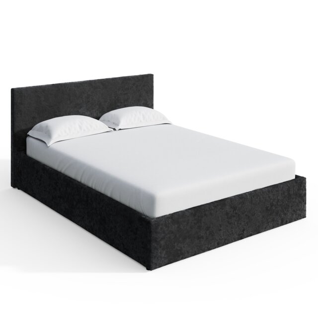 End Lift Ottoman Storage Bed King Black Crushed Velvet Black Black Crushed Velvet
