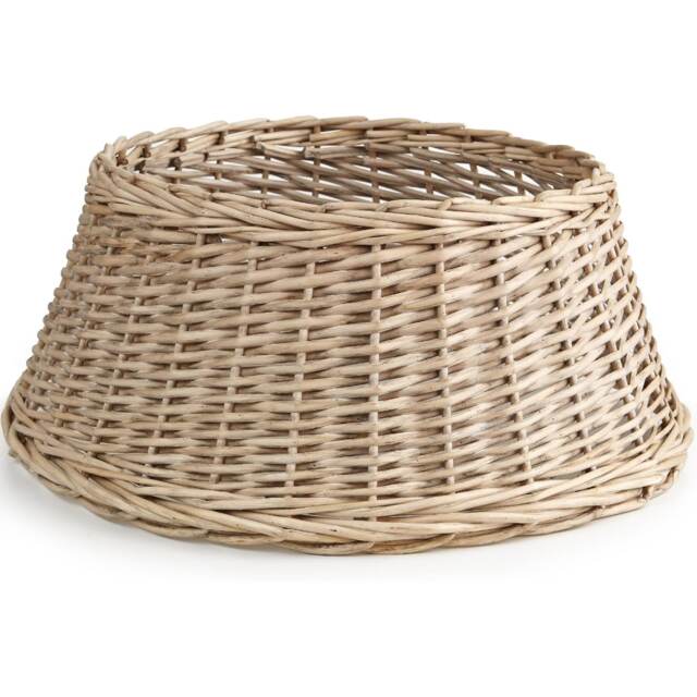 60cm Christmas Tree Skirt Woven Willow Xmas Collar Wicker Rattan Trunk Basket Guard