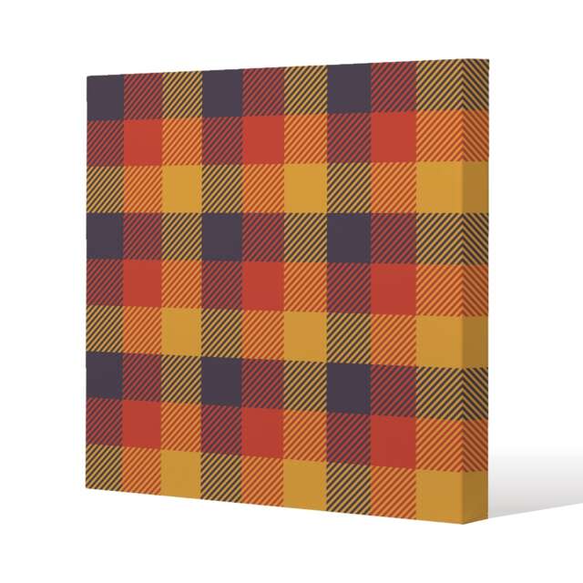 Orange Check Pattern (Canvas Print) / 77 x 77 x 4cm Multi