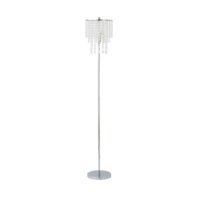 ValueLights Bronte Chrome and Clear Acrylic Droplet Floor Lamp