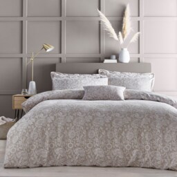 Portfolio Home Chatsworth Floral Jacquard Bedding Duvet Cover Set With Pillowcase Brown Double