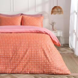 OHS Gingham Embossed Bedding Set Waffle Duvet Cover with Pillowcase Pink Coral Double