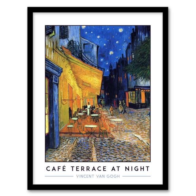 Vincent Van Gogh Café Terrace At Night Place Du Forum Framed Wall Art Print A4 Blue