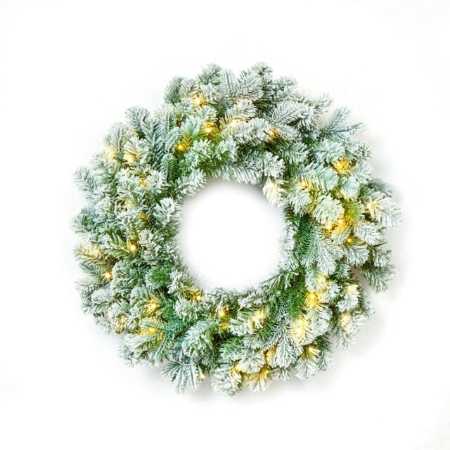 National Tree Company 60cm Prelit Snowy Sheffield Wreath