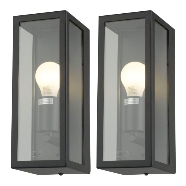 Set of 2 Montrose - Black Outdoor Wall Lights Black Clear 2
