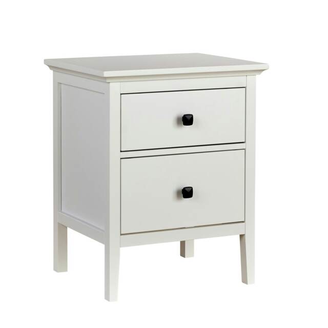 2 Drawer Bedside Table White Nightstand Mdf Bedroom Furniture Compact 61Cm High