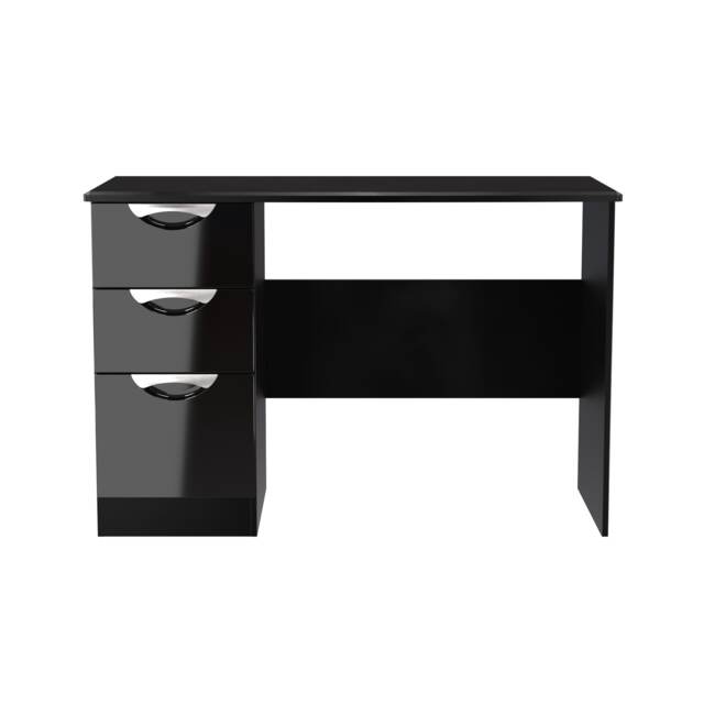 Holborn 3 Drawer Desk in Black Gloss & Black Matt (Ready Assembled) Black Black Gloss & Black Matt